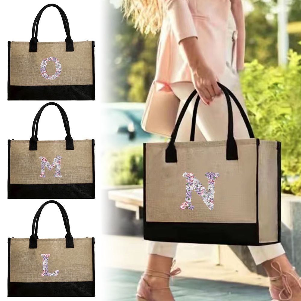 Women Bags Jute - Jute boodschappentas Dames strandreistassen Dames herbruikbare