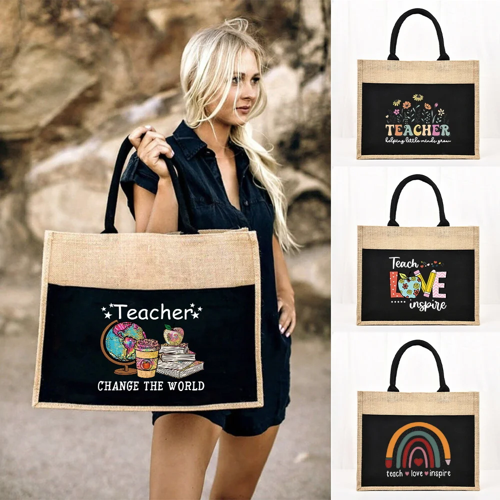Women Bags Jute - Draagtas Herbruikbare Jute Boodschappentas Grote Capaciteit