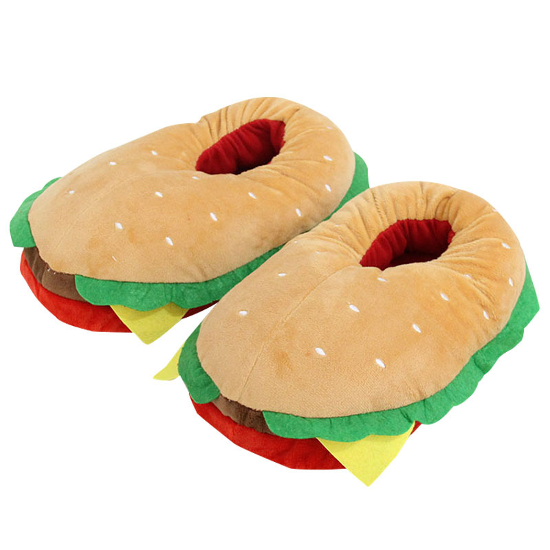 Women Bags And Shoes - Nieuwe Cartoon Hamburger Pluche Slippers Dames