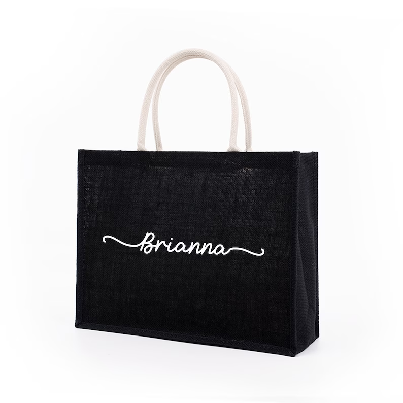 Gepersonaliseerde zwarte jute  - Women Bags Jute recensie en prijs